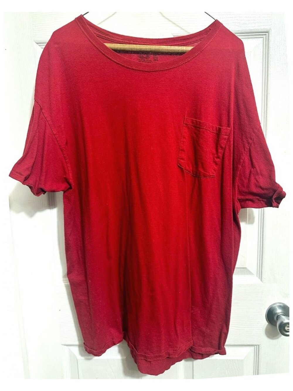 Fruit of the Loom Men's Pocket Tee T Shirt Red 100% Cotton Size 2XL XXL